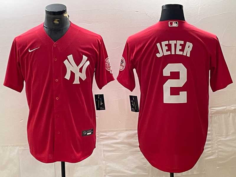 Men's New York Yankees #2 Derek Jeter Red Fashion Cool Base Jersey,We sell and wholesale Men's New York Yankees #2 Derek Jeter Red Fashion Cool Base Jersey on line form chian!